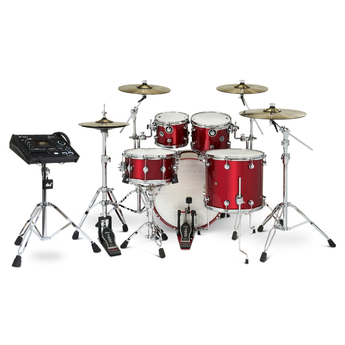DWe 5-piece Kit Bundle with DWe Cymbals, Hardware & V71 Module - Black Cherry Metallic