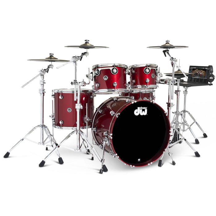 DWe 5-piece kit Bundle with DWe Cymbals, Hardware & Soundworks - Black Cherry Metallic