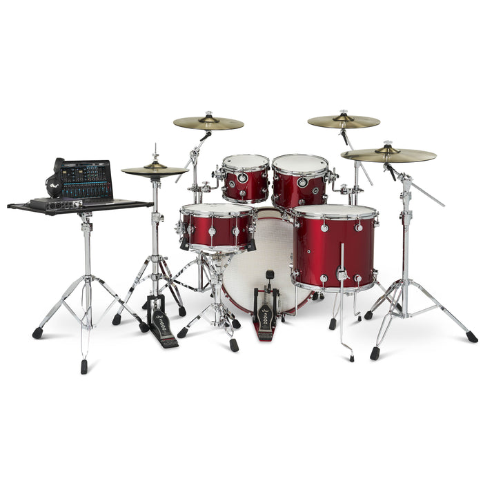 DWe 5-piece kit Bundle with DWe Cymbals, Hardware & Soundworks - Black Cherry Metallic