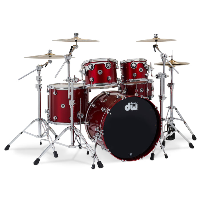 DWe 5-piece kit Bundle with DWe Cymbals, Hardware & Soundworks - Black Cherry Metallic