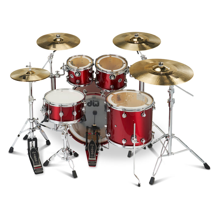 DWe 5-piece kit Bundle with DWe Cymbals, Hardware & Soundworks - Black Cherry Metallic