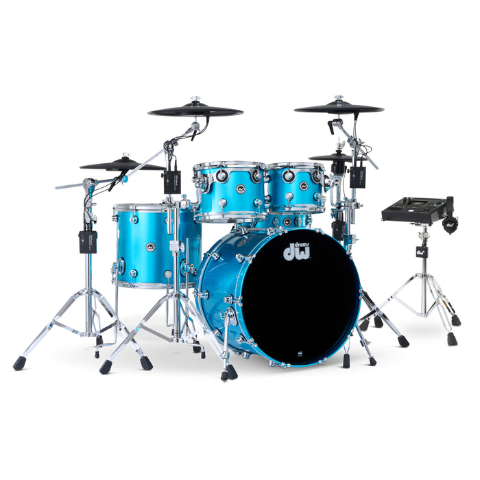 DWe 5-piece Kit Bundle with Roland Cymbals, Hardware & V51 Module - Laser Blue Metallic