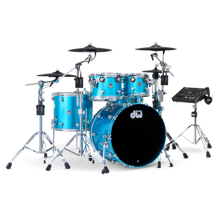 Kit Bundle DWe 5 pièces avec cymbales Roland, quincaillerie et module V71 - Laser Blue Metallic