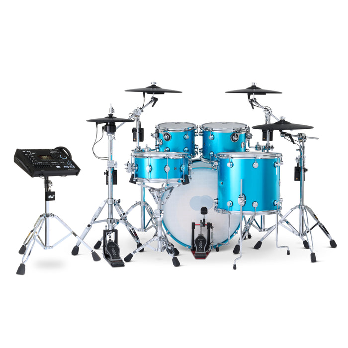 Kit Bundle DWe 5 pièces avec cymbales Roland, quincaillerie et module V71 - Laser Blue Metallic