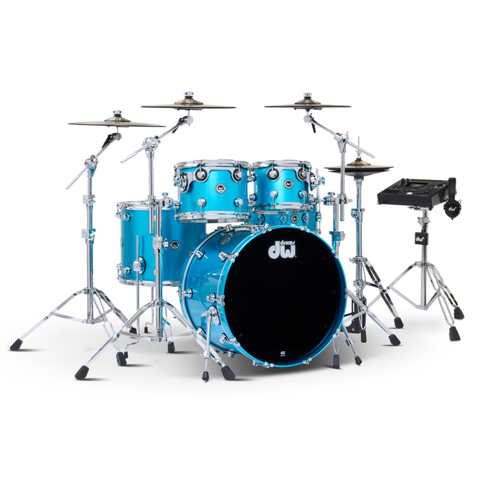 DWe 5-piece Kit Bundle with DWe Cymbals, Hardware & V51 Module - Laser Blue Metallic