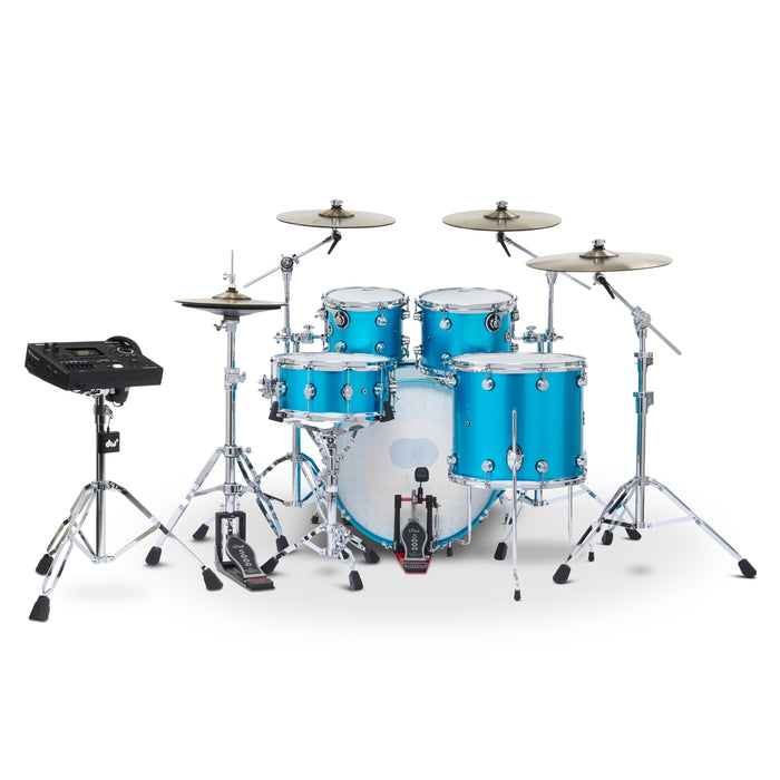 DWe 5-piece Kit Bundle with DWe Cymbals, Hardware & V51 Module - Laser Blue Metallic