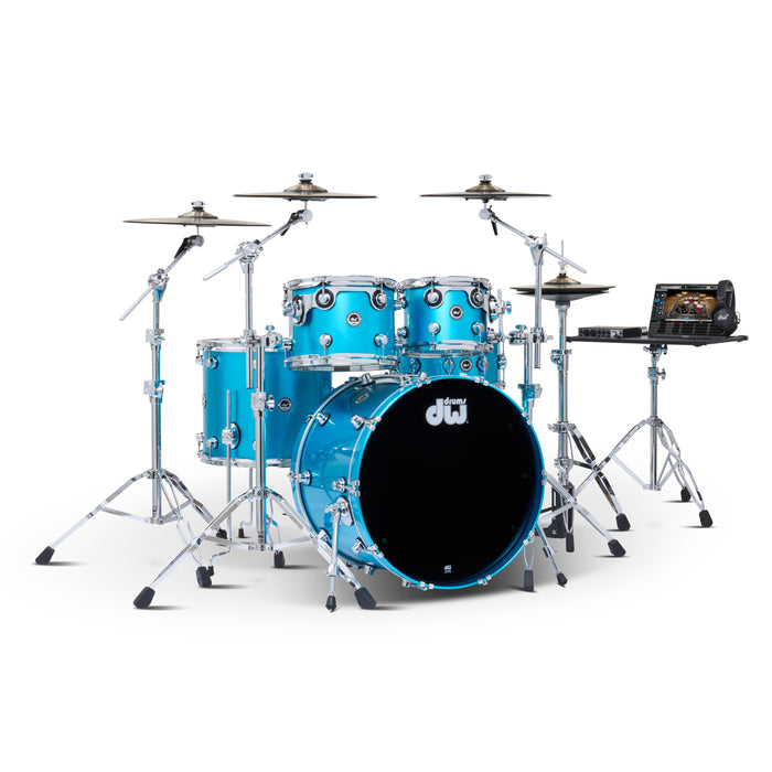 DWe 5-piece kit Bundle with DWe Cymbals, Hardware & Soundworks - Laser Blue Metallic