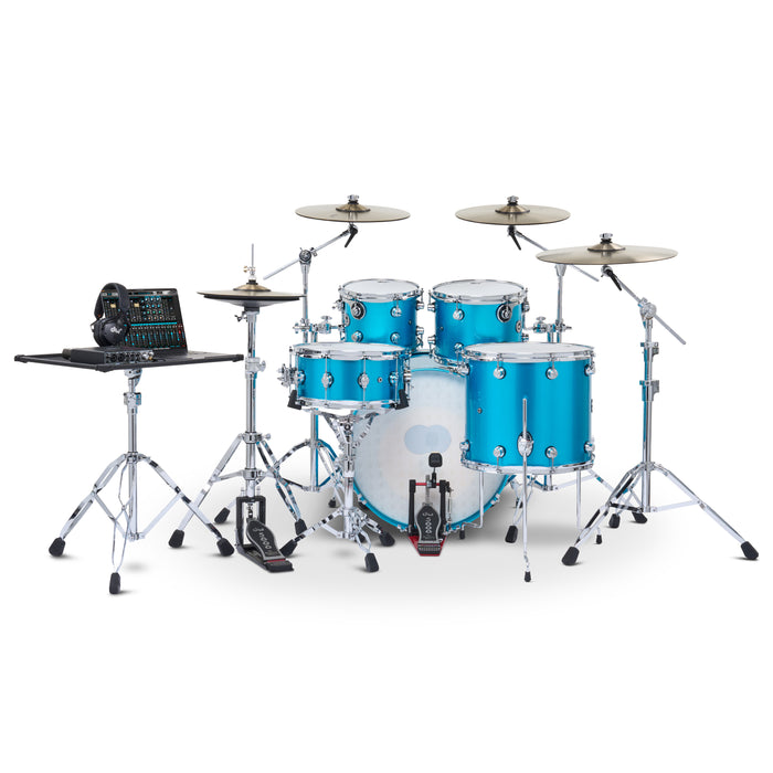 DWe 5-piece kit Bundle with DWe Cymbals, Hardware & Soundworks - Laser Blue Metallic
