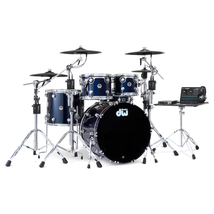 DWe 5-piece Kit Bundle with Roland Cymbals, Hardware & Soundworks - Midnight Blue Metallic