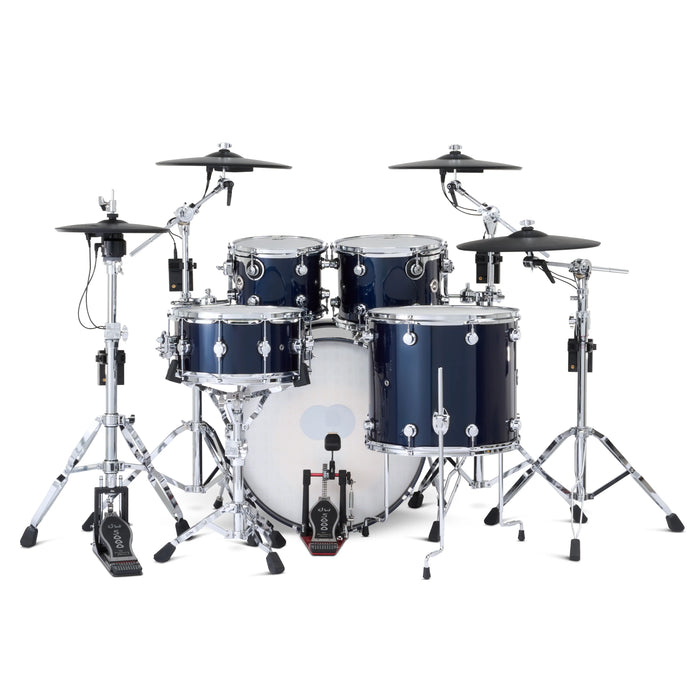 DWe 5-piece Kit Bundle with Roland Cymbals, Hardware & Soundworks - Midnight Blue Metallic