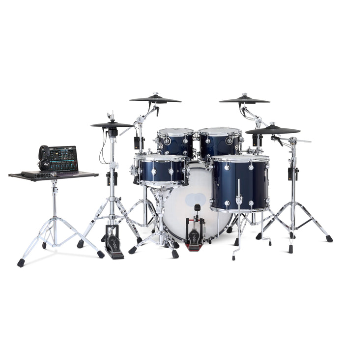 DWe 5-piece Kit Bundle with Roland Cymbals, Hardware & Soundworks - Midnight Blue Metallic
