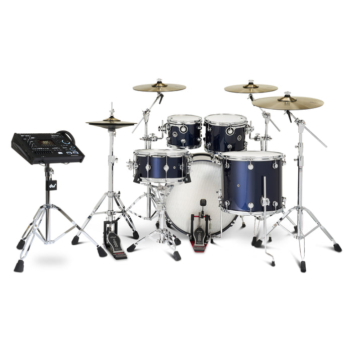 Kit Bundle DWe 5 pièces avec cymbales, quincaillerie et module V71 - Midnight Blue Metallic