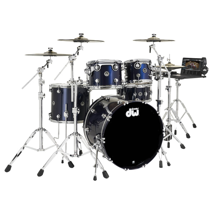 Kit 5 pièces DWe avec cymbales DWe, quincaillerie et Soundworks - Midnight Blue Metallic