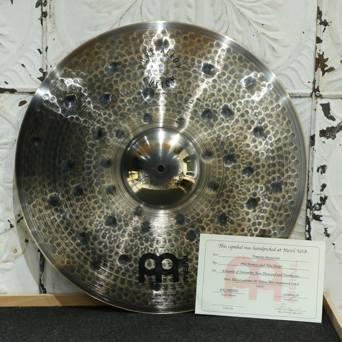 Cymbale crash Meinl Pure Alloy Custom Extra Thin Hammered 20po (1736g)