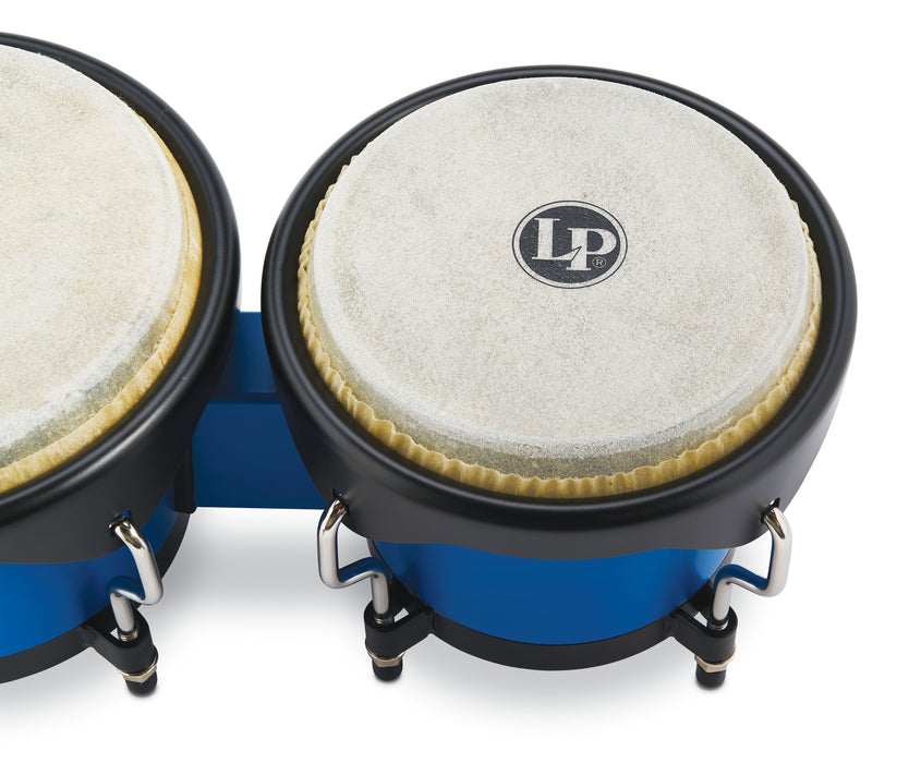 LP Discovery II Ultralight Series Bongos, Race Car Blue with Black HW, 6 ¼ - 7 ¼in