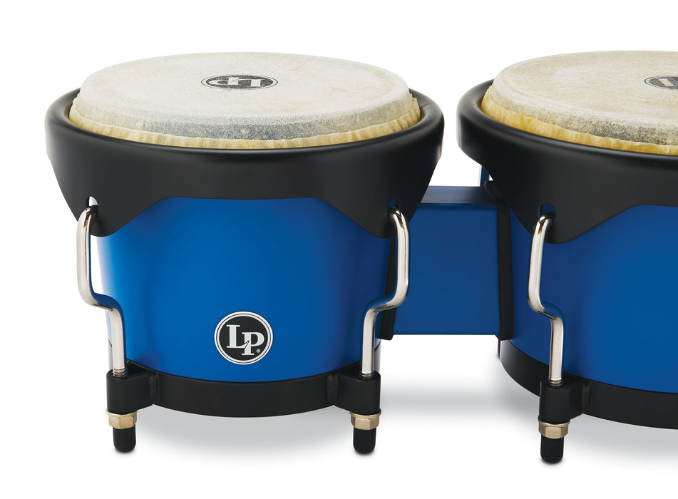 LP Discovery II Ultralight Series Bongos, Race Car Blue with Black HW, 6 ¼ - 7 ¼in