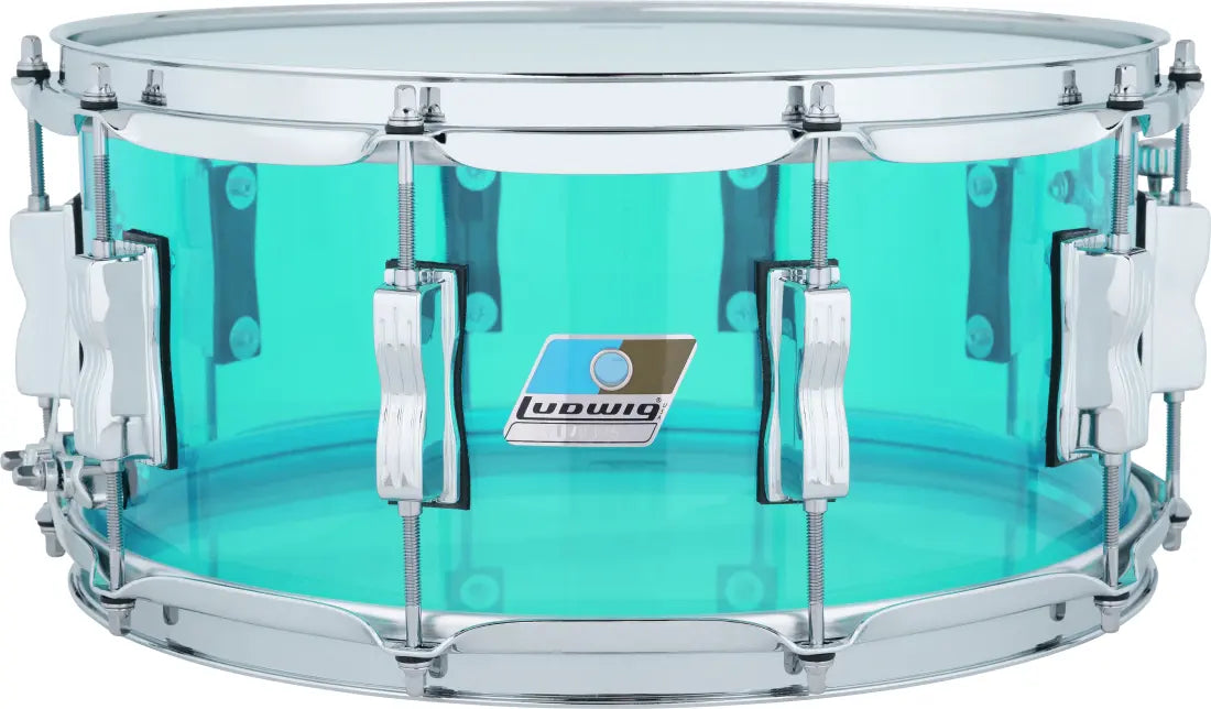 Caisse claire Ludwig Vistalite 6,5 po x 14 po, bleu sarcelle