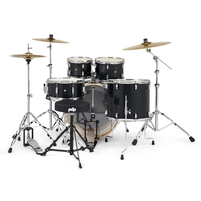 PDP Mainstage Black Sparkle Drum Kit w/HW, Paiste 101, throne