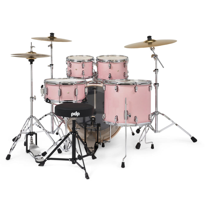 PDP Mainstage Twisted Rose Sparkle Drum Kit with hardware and Paiste 101 Cym Pack and throne
