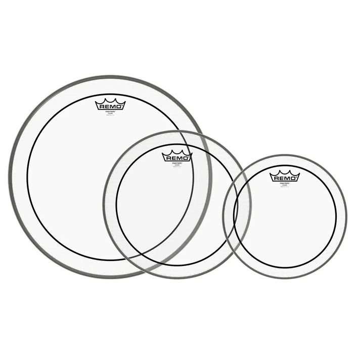 Pack de peaux de tom Remo (10-12-16 pouces, PS transparentes)