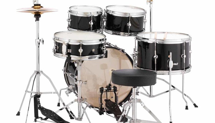 Batterie Pearl Roadshow Junior kit avec quincaillerie Jet Black 8x5,10x5.5,13x10,12x4,16x10po