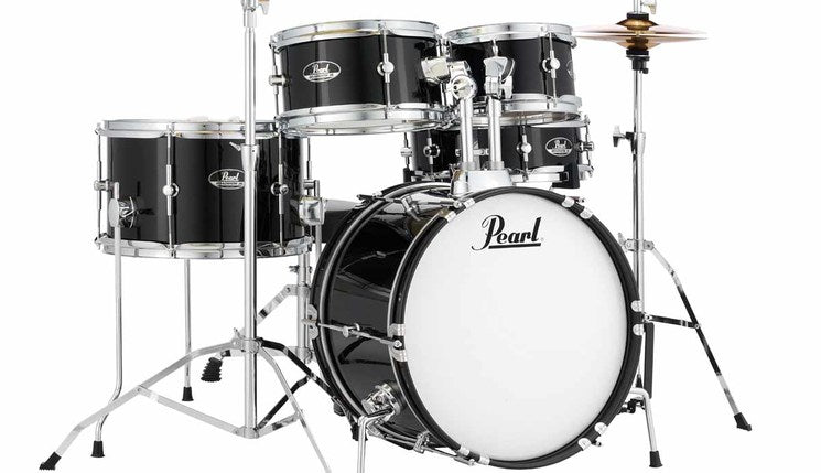 Batterie Pearl Roadshow Junior kit avec quincaillerie Jet Black 8x5,10x5.5,13x10,12x4,16x10po