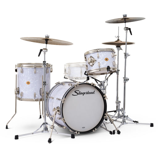 Slingerland Radio King Outfit Drum Kit 18-12-14in - White Marine Pearl Wrap - Timpano-percussion