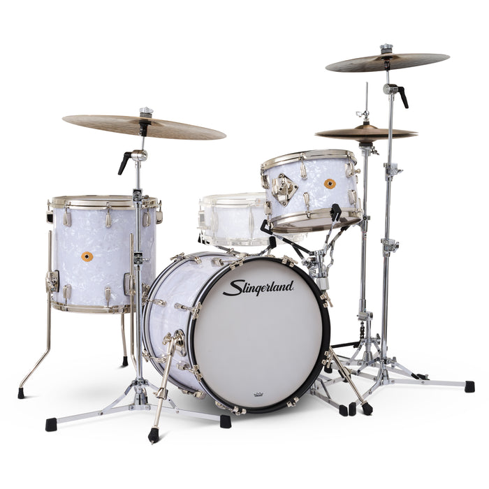 Slingerland Radio King Outfit Drum Kit 18-12-14in - White Marine Pearl Wrap - Timpano-percussion