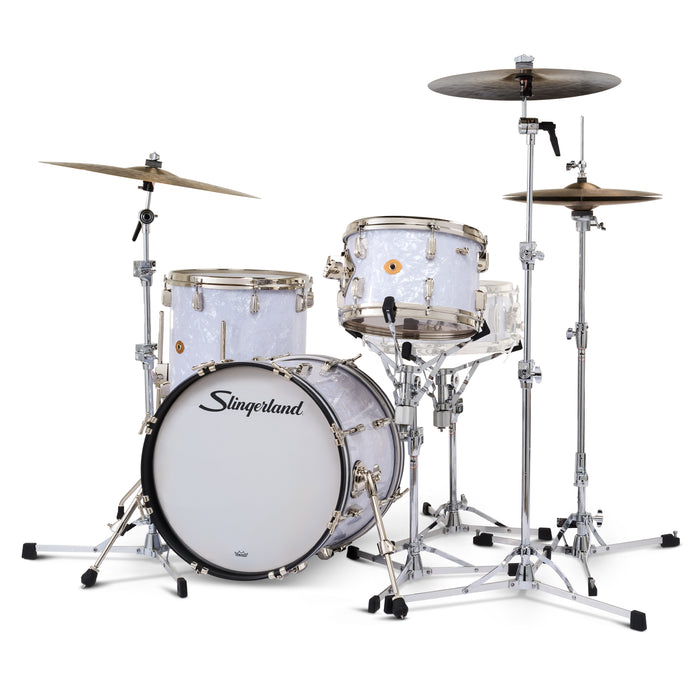 Slingerland Radio King Outfit Drum Kit 18-12-14in - White Marine Pearl Wrap - Timpano-percussion