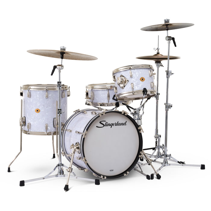 Slingerland Radio King Outfit Drum Kit 18-12-14x14in - White Marine Pearl Wrap - Timpano-percussion