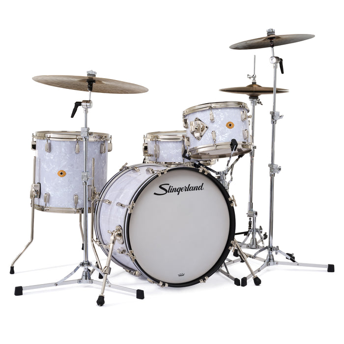 Slingerland Radio King Outfit Drum Kit 20-12-14x14in - White Marine Pearl Wrap - Timpano-percussion