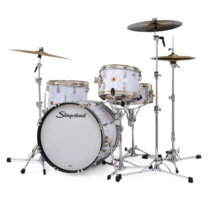 Slingerland Radio King Outfit Drum Kit 20-12-14x14in - White Marine Pearl Wrap - Timpano-percussion