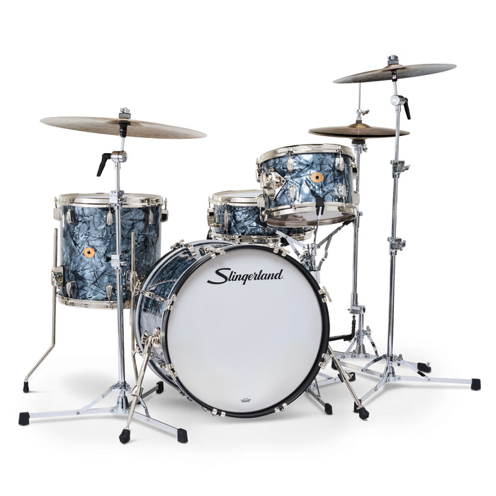 Slingerland Radio King Outfit Drum Kit 20-12-14x14in - Black Diamond Pearl Wrap - Timpano-percussion