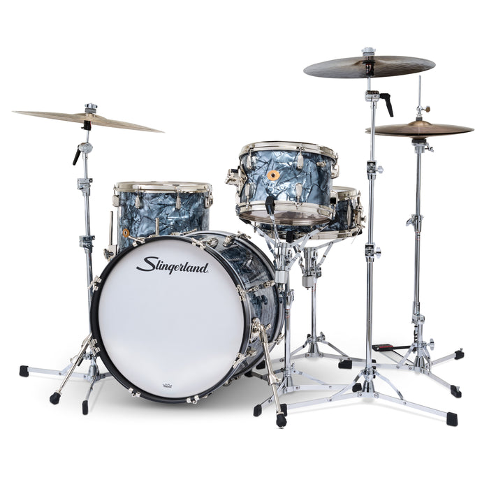 Slingerland Radio King Outfit Drum Kit 20-12-14x14in - Black Diamond Pearl Wrap - Timpano-percussion