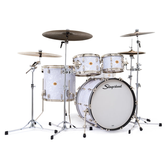 Slingerland Radio King Outfit Drum Kit 22-10-12-16in - White Marine Pearl Wrap - Timpano-percussion