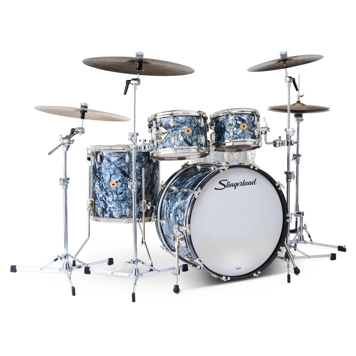 Batterie Slingerland Radio King Outfit 22-10-12-16po Black Diamond Pearl Wrap - Timpano-percussion