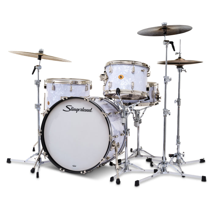 Slingerland Radio King Outfit Drum Kit 22-13-16x14in - White Marine Pearl Wrap - Timpano-percussion