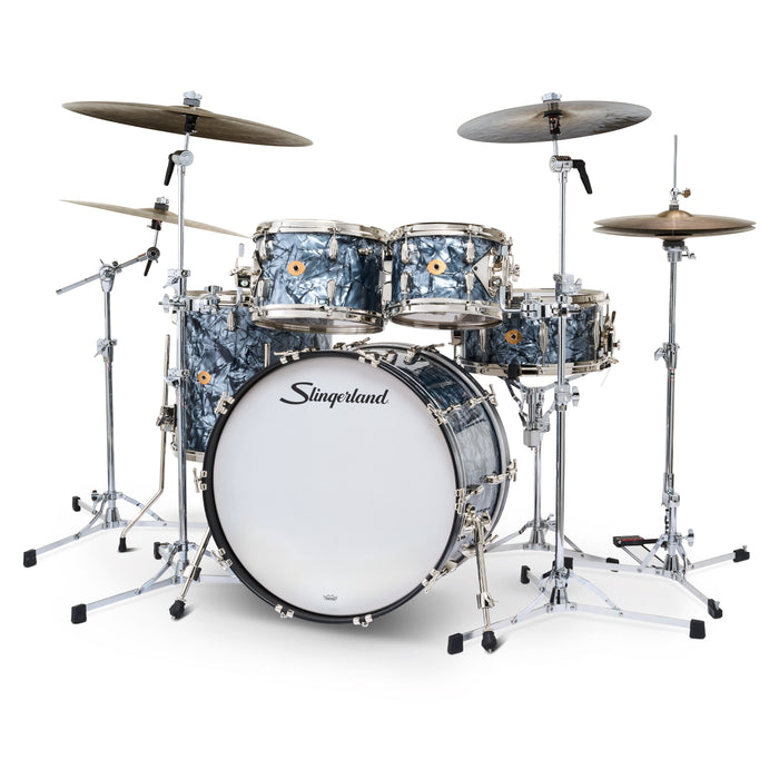 Slingerland Radio King Outfit Drum Kit 22-10-12-16x14in - Black Diamond Pearl Wrap - Timpano-percussion