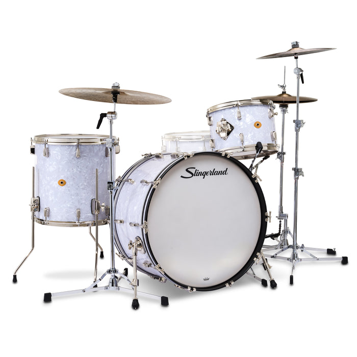 Slingerland Radio King Outfit Dru Kit 24-13-16in - White Marine Pearl Wrap - Timpano-percussion