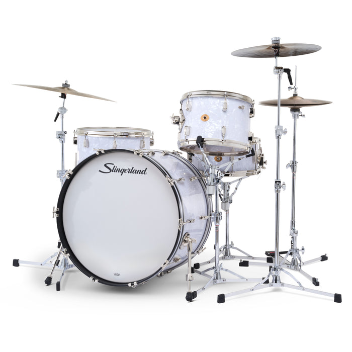 Slingerland Radio King Outfit Drum Kit 24-13-16x14in - White Marine Pearl Wrap - Timpano-percussion