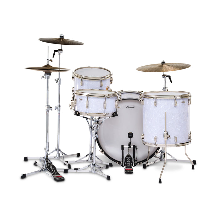 Slingerland Radio King Outfit Drum Kit 24-13-16x14in - White Marine Pearl Wrap - Timpano-percussion