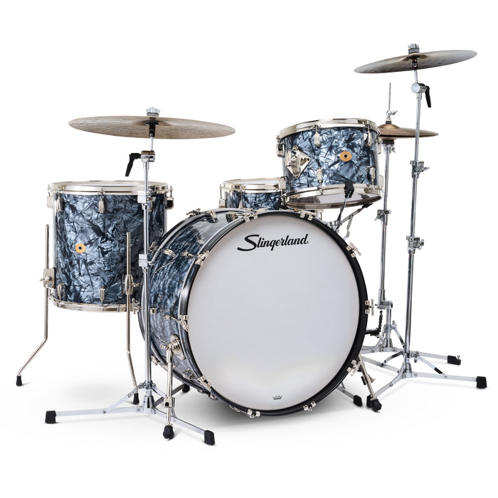 Slingerland Radio King Outfit Drum Kit 24-13-16x14in - Black Diamond Pearl Wrap - Timpano-percussion