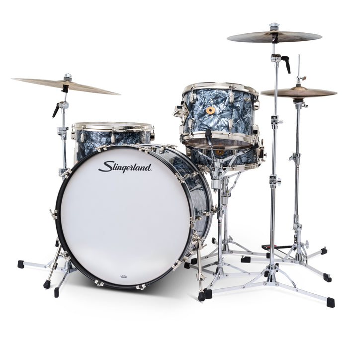 Slingerland Radio King Outfit Drum Kit 24-13-16x14in - Black Diamond Pearl Wrap - Timpano-percussion