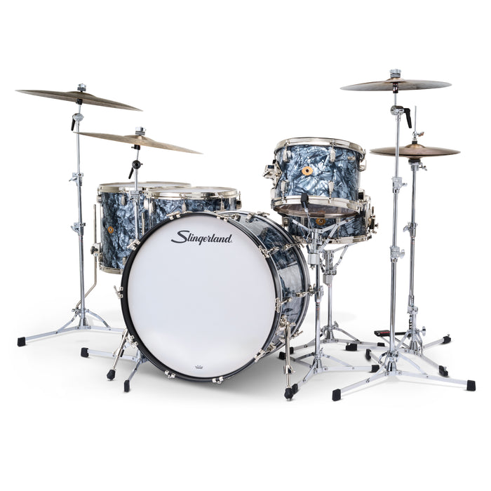 Slingerland Radio King Outfit Drum Kit 24-13-16-18x14in - Black Diamond Pearl Wrap - Timpano-percussion