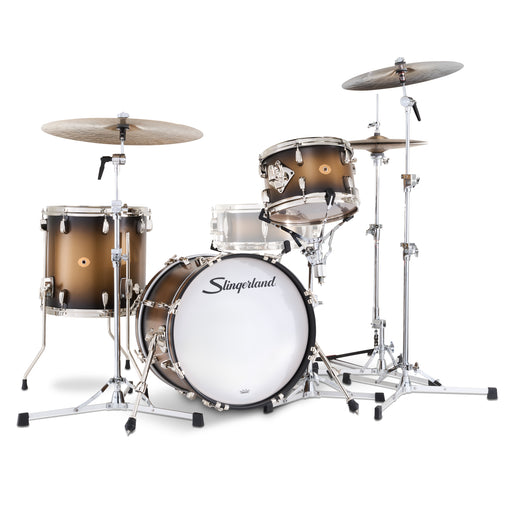 Slingerland Radio King Outfit Drum Kit 18-12-14in - Black and Gold Lacquer - Timpano-percussion