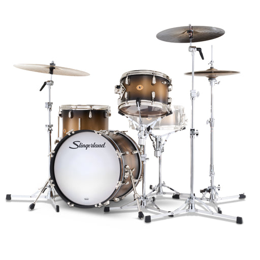 Slingerland Radio King Outfit Drum Kit 18-12-14in - Black and Gold Lacquer - Timpano-percussion