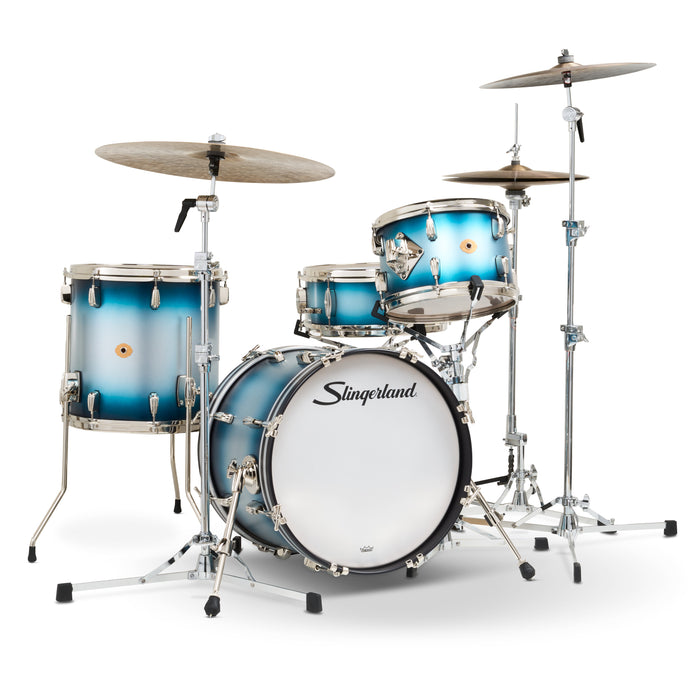 Slingerland Radio King Outfit Drum Kit 18-12-14x14in - Blue and Silver Lacquer - Timpano-percussion