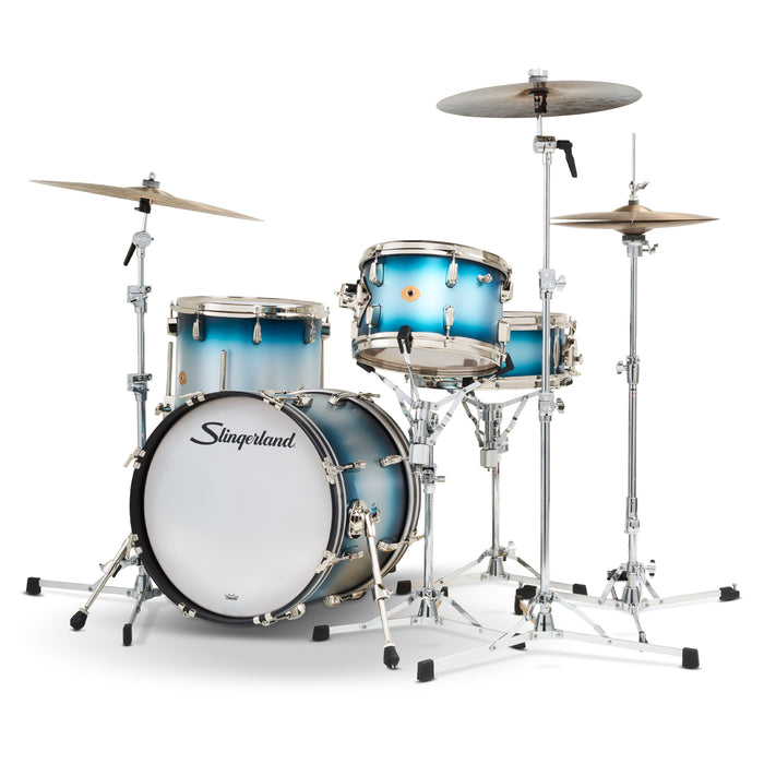 Slingerland Radio King Outfit Drum Kit 18-12-14x14in - Blue and Silver Lacquer - Timpano-percussion
