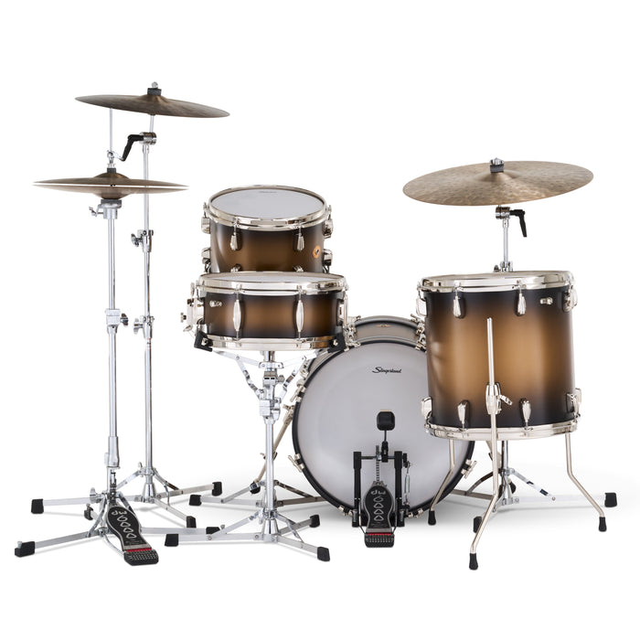 Slingerland Radio King Drum Kit 18-12-14+14in - Black and Gold Lacquer - Timpano-percussion