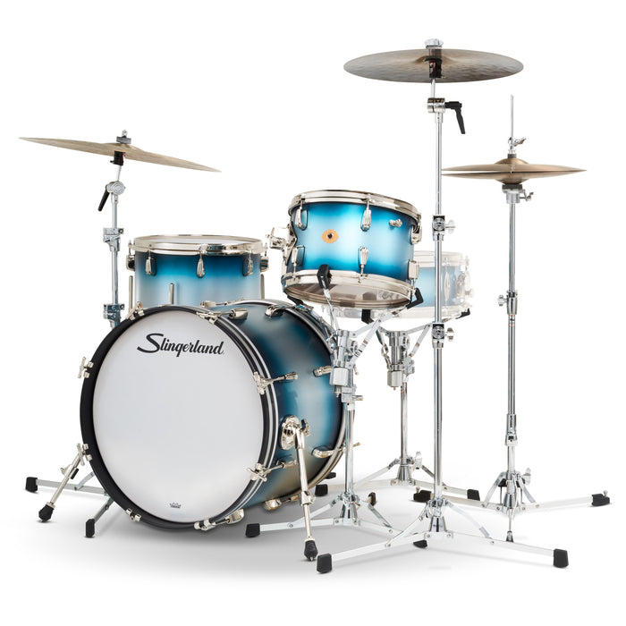 Slingerland Radio King Outfit Drum Kit 20-12-14in - Blue and Silver Lacquer - Timpano-percussion